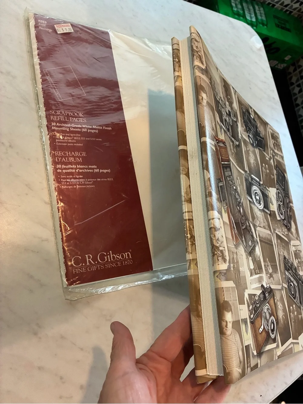 Gibson Vintage Camera Collage Scrapbook and refill Paper - Brown & Cream